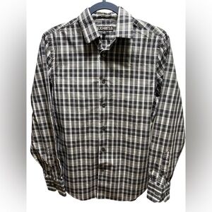 Express Modern Fit Men's Black & White Plaid Shirt Size Small